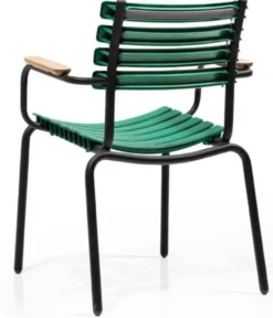 Casa Padrino Luxus Gartenstuhl Set Grün / Braun / Schwarz 50 x 45 x H. 79 cm - Moderne Gartenstühle mit Armlehnen - Garten & Gastronomie Möbel
