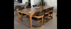 Casa Padrino Luxus Garten Stuhl Set Braun 7-teilig 100 x H. 75 cm - Wetterfest und hochwertig verarbeitet - Moderne Garten Möbel - Luxus Qualität