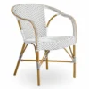 Casa Padrino Luxus Garten Stuhl 4er Set mit Armlehnen Weiß / Braun / Beige - Outdoor Möbel