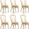 Casa Padrino Luxus Gartenstuhl 6er Set Naturfarben 45 x 56 x H. 88 cm - Moderne Rattan Garten & Terrassen Möbel - Luxus Qualität