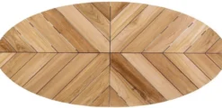 Casa Padrino Luxus Gartentisch Naturfarben / Weiß 240 x 110 x H. 77 cm - Ovaler Esstisch mit Teakholz Tischplatte - Garten & Terrassen Tisch - Luxus Garten & Terrassen Möbel
