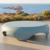 Casa Padrino Luxus Gartentisch Matt Blau Ø 140 cm - Runder Garten Couchtisch