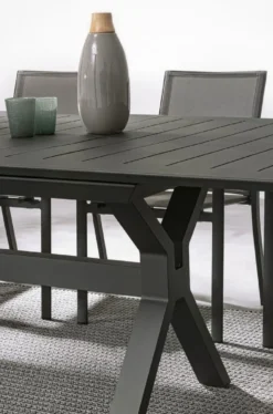 Casa Padrino Luxus Gartentisch Anthrazit 180-240 x 100 x H. 76 cm - Ausziehbarer Esstisch aus pulverbeschichtetem Aluminium - Luxus Garten & Terrassen Tisch - Luxus Garten & Terrassen Möbel