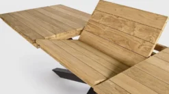 Casa Padrino Luxus Gartentisch Naturfarben / Schwarz 220-300 x 100 x H. 78 cm - Ausziehbarer Garten Esstisch mit Teakholz Tischplatte und Aluminium Beinen - Luxus Garten & Terrassen Möbel