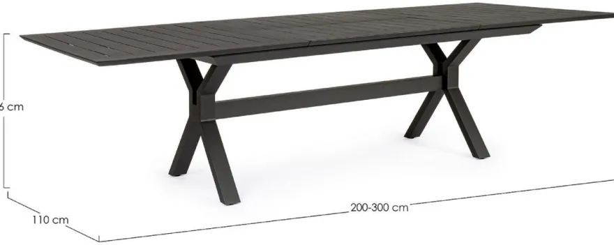 Casa Padrino Luxus Gartentisch Anthrazit 200-300 x 110 x H. 76 cm - Ausziehbarer Esstisch aus pulverbeschichtetem Aluminium - Luxus Garten & Terrassen Tisch - Luxus Garten & Terrassen Möbel