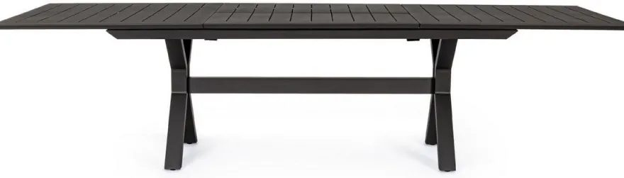 Casa Padrino Luxus Gartentisch Anthrazit 200-300 x 110 x H. 76 cm - Ausziehbarer Esstisch aus pulverbeschichtetem Aluminium - Luxus Garten & Terrassen Tisch - Luxus Garten & Terrassen Möbel