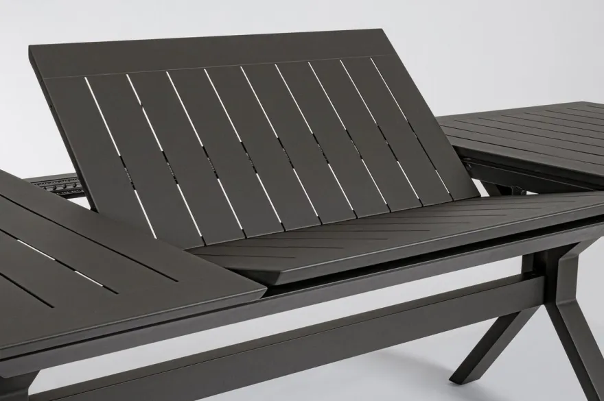 Casa Padrino Luxus Gartentisch Anthrazit 200-300 x 110 x H. 76 cm - Ausziehbarer Esstisch aus pulverbeschichtetem Aluminium - Luxus Garten & Terrassen Tisch - Luxus Garten & Terrassen Möbel