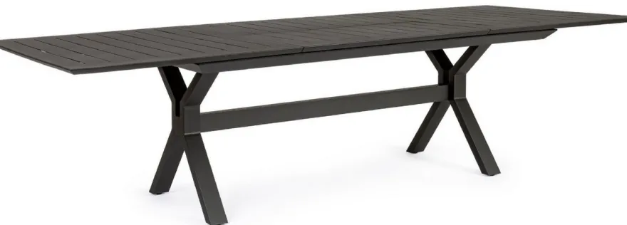 Casa Padrino Luxus Gartentisch Anthrazit 200-300 x 110 x H. 76 cm - Ausziehbarer Esstisch aus pulverbeschichtetem Aluminium - Luxus Garten & Terrassen Tisch - Luxus Garten & Terrassen Möbel