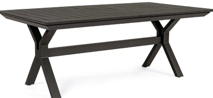 Casa Padrino Luxus Gartentisch Anthrazit 200-300 x 110 x H. 76 cm - Ausziehbarer Esstisch aus pulverbeschichtetem Aluminium - Luxus Garten & Terrassen Tisch - Luxus Garten & Terrassen Möbel