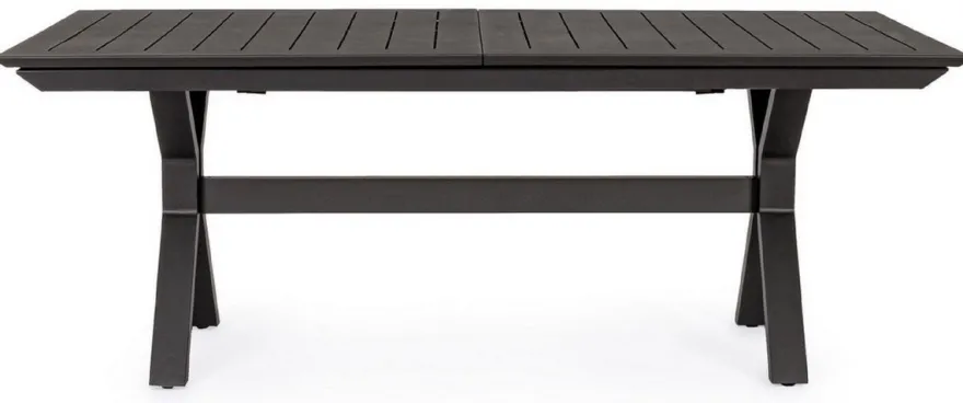Casa Padrino Luxus Gartentisch Anthrazit 200-300 x 110 x H. 76 cm - Ausziehbarer Esstisch aus pulverbeschichtetem Aluminium - Luxus Garten & Terrassen Tisch - Luxus Garten & Terrassen Möbel