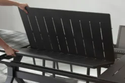 Casa Padrino Luxus Gartentisch Anthrazit 200-300 x 110 x H. 76 cm - Ausziehbarer Esstisch aus pulverbeschichtetem Aluminium - Luxus Garten & Terrassen Tisch - Luxus Garten & Terrassen Möbel