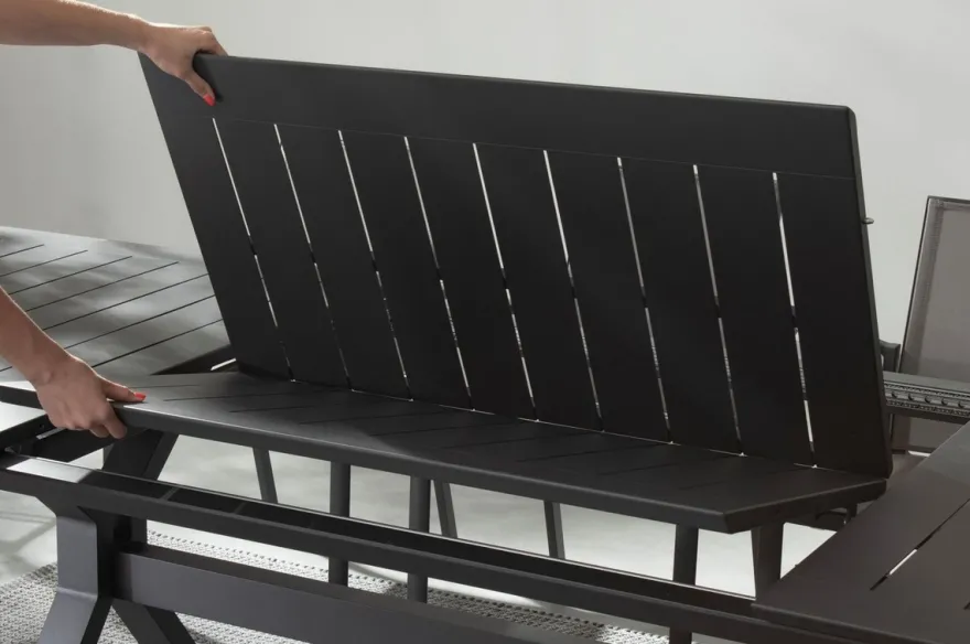 Casa Padrino Luxus Gartentisch Anthrazit 200-300 x 110 x H. 76 cm - Ausziehbarer Esstisch aus pulverbeschichtetem Aluminium - Luxus Garten & Terrassen Tisch - Luxus Garten & Terrassen Möbel