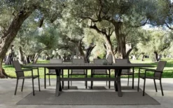 Casa Padrino Luxus Gartentisch Anthrazit 200-300 x 110 x H. 76 cm - Ausziehbarer Esstisch aus pulverbeschichtetem Aluminium - Luxus Garten & Terrassen Tisch - Luxus Garten & Terrassen Möbel