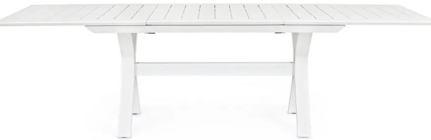 Casa Padrino Luxus Gartentisch Weiß 180-240 x 100 x H. 76 cm - Ausziehbarer Esstisch aus pulverbeschichtetem Aluminium - Luxus Garten & Terrassen Tisch - Luxus Garten & Terrassen Möbel