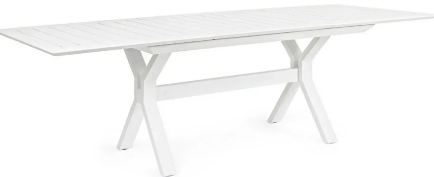 Casa Padrino Luxus Gartentisch Weiß 180-240 x 100 x H. 76 cm - Ausziehbarer Esstisch aus pulverbeschichtetem Aluminium - Luxus Garten & Terrassen Tisch - Luxus Garten & Terrassen Möbel