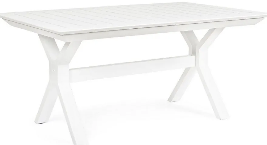 Casa Padrino Luxus Gartentisch Weiß 180-240 x 100 x H. 76 cm - Ausziehbarer Esstisch aus pulverbeschichtetem Aluminium - Luxus Garten & Terrassen Tisch - Luxus Garten & Terrassen Möbel
