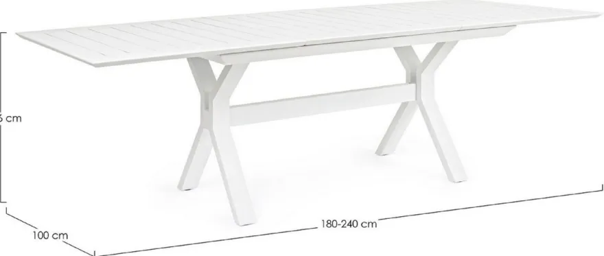 Casa Padrino Luxus Gartentisch Weiß 180-240 x 100 x H. 76 cm - Ausziehbarer Esstisch aus pulverbeschichtetem Aluminium - Luxus Garten & Terrassen Tisch - Luxus Garten & Terrassen Möbel