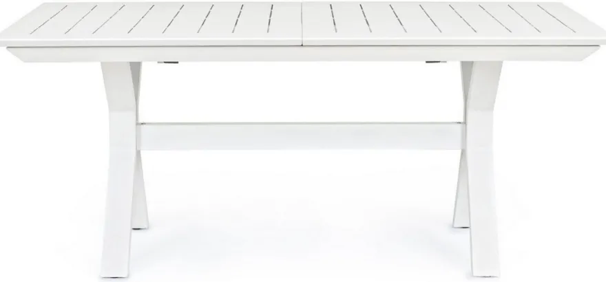 Casa Padrino Luxus Gartentisch Weiß 180-240 x 100 x H. 76 cm - Ausziehbarer Esstisch aus pulverbeschichtetem Aluminium - Luxus Garten & Terrassen Tisch - Luxus Garten & Terrassen Möbel