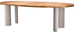 Casa Padrino Luxus Gartentisch Naturfarben / Sandfarben 258,5 x 110 x H. 76 cm - Garten Esstisch mit Teakholz Tischplatte und Aluminium Beinen - Garten & Terrassen Möbel - Luxus Qualität