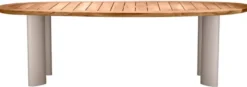 Casa Padrino Luxus Gartentisch Naturfarben / Sandfarben 258,5 x 110 x H. 76 cm - Garten Esstisch mit Teakholz Tischplatte und Aluminium Beinen - Garten & Terrassen Möbel - Luxus Qualität