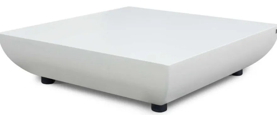 Casa Padrino Luxus Gartentisch Matt Weiß 100 x 90 x H. 23 cm - Wetterbeständiger Couchtisch - Garten Terrassen Tisch Möbel - Luxus Kollektion