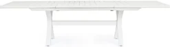 Casa Padrino Luxus Gartentisch Weiß 200-300 x 110 x H. 76 cm - Ausziehbarer Esstisch aus pulverbeschichtetem Aluminium - Luxus Garten & Terrassen Tisch - Luxus Garten & Terrassen Möbel