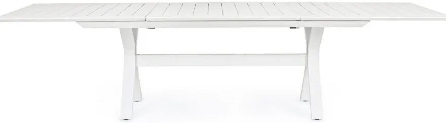Casa Padrino Luxus Gartentisch Weiß 200-300 x 110 x H. 76 cm - Ausziehbarer Esstisch aus pulverbeschichtetem Aluminium - Luxus Garten & Terrassen Tisch - Luxus Garten & Terrassen Möbel