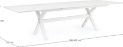 Casa Padrino Luxus Gartentisch Weiß 200-300 x 110 x H. 76 cm - Ausziehbarer Esstisch aus pulverbeschichtetem Aluminium - Luxus Garten & Terrassen Tisch - Luxus Garten & Terrassen Möbel