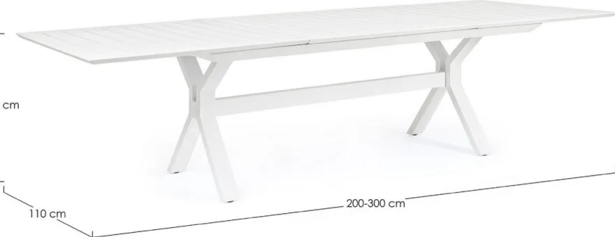 Casa Padrino Luxus Gartentisch Weiß 200-300 x 110 x H. 76 cm - Ausziehbarer Esstisch aus pulverbeschichtetem Aluminium - Luxus Garten & Terrassen Tisch - Luxus Garten & Terrassen Möbel