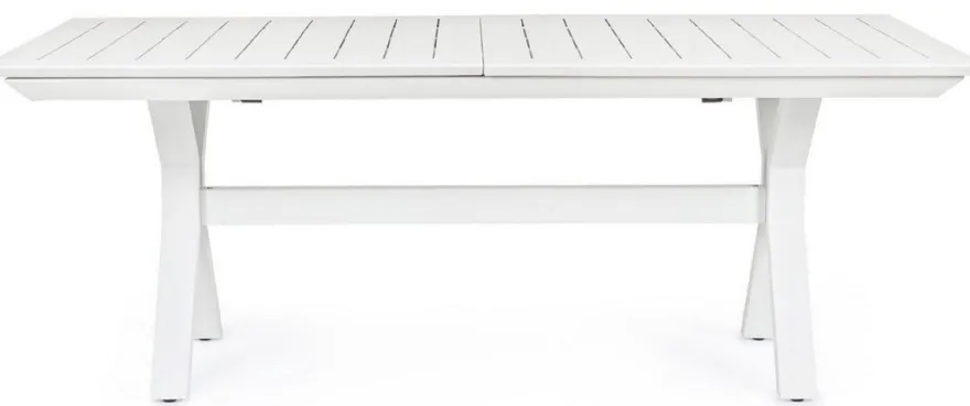 Casa Padrino Luxus Gartentisch Weiß 200-300 x 110 x H. 76 cm - Ausziehbarer Esstisch aus pulverbeschichtetem Aluminium - Luxus Garten & Terrassen Tisch - Luxus Garten & Terrassen Möbel