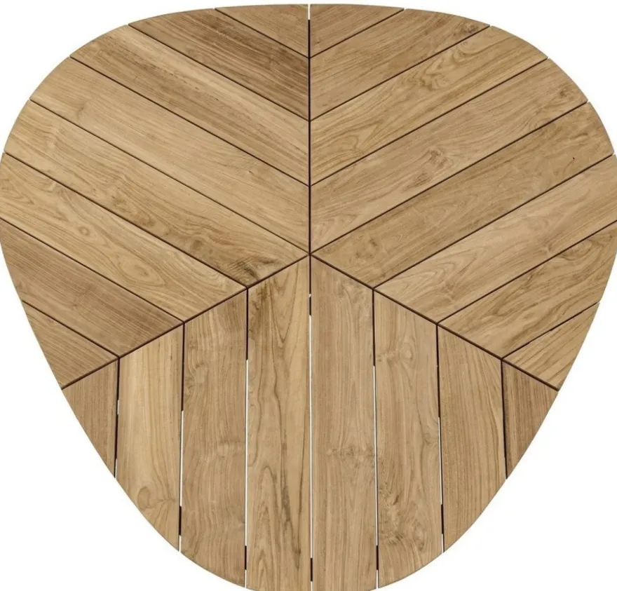 Casa Padrino Luxus Gartentisch Naturfarben / Schwarz Ø 160 x H. 77 cm - Garten Esstisch mit Teakholz Tischplatte und Aluminium Beinen - Garten & Terrassen Tisch - Luxus Garten & Terrassen Möbel