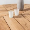 Casa Padrino Luxus Gartentisch Naturfarben / Weiß Ø 160 x H. 77 cm - Garten Esstisch mit Teakholz Tischplatte und Aluminium Beinen - Garten & Terrassen Tisch - Luxus Garten & Terrassen Möbel