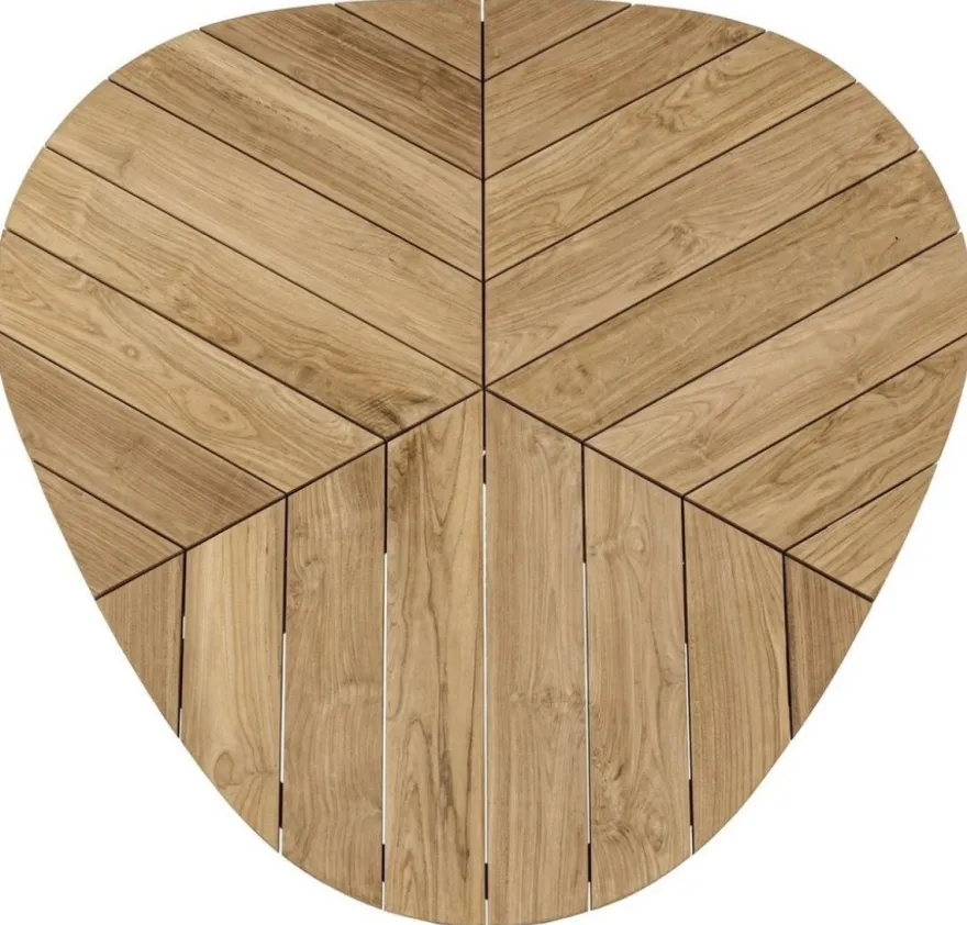 Casa Padrino Luxus Gartentisch Naturfarben / Weiß Ø 160 x H. 77 cm - Garten Esstisch mit Teakholz Tischplatte und Aluminium Beinen - Garten & Terrassen Tisch - Luxus Garten & Terrassen Möbel