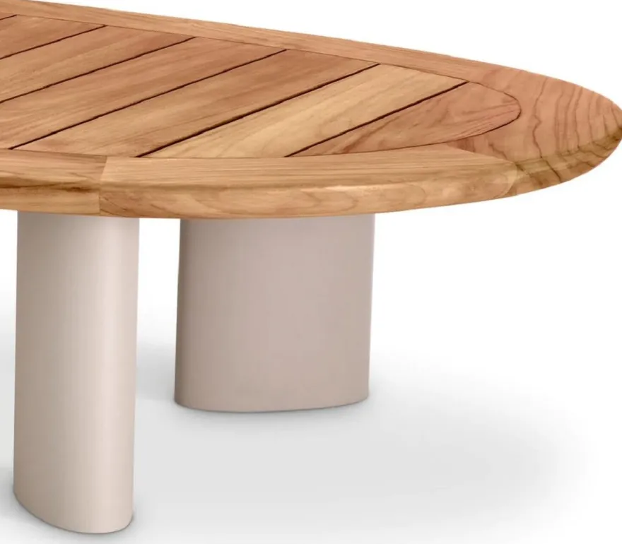 Casa Padrino Luxus Gartentisch Naturfarben / Sandfarben 170,5 x 85 x H. 34,5 cm - Garten Couchtisch mit Teakholz Tischplatte und Aluminium Beinen - Garten & Terrassen Möbel - Luxus Qualität
