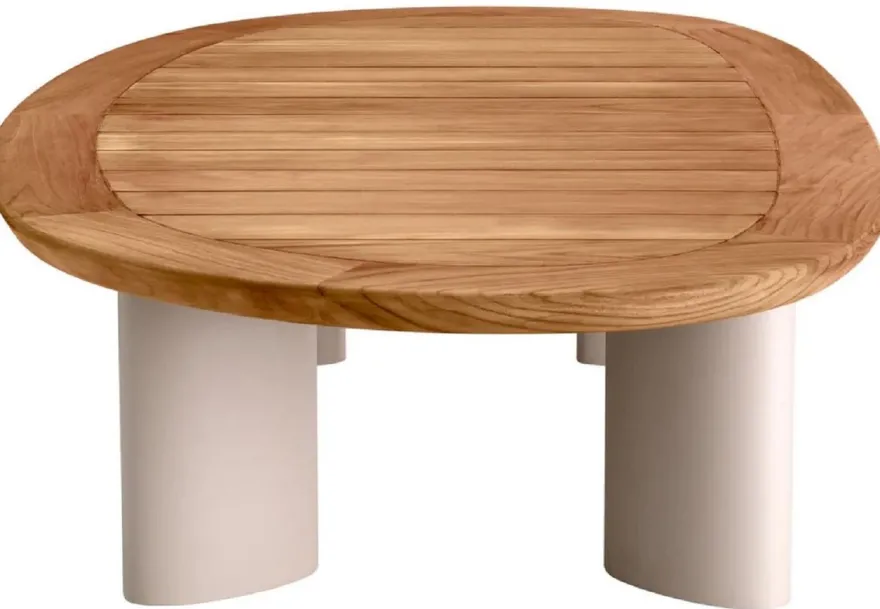 Casa Padrino Luxus Gartentisch Naturfarben / Sandfarben 170,5 x 85 x H. 34,5 cm - Garten Couchtisch mit Teakholz Tischplatte und Aluminium Beinen - Garten & Terrassen Möbel - Luxus Qualität