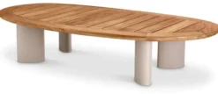 Casa Padrino Luxus Gartentisch Naturfarben / Sandfarben 170,5 x 85 x H. 34,5 cm - Garten Couchtisch mit Teakholz Tischplatte und Aluminium Beinen - Garten & Terrassen Möbel - Luxus Qualität