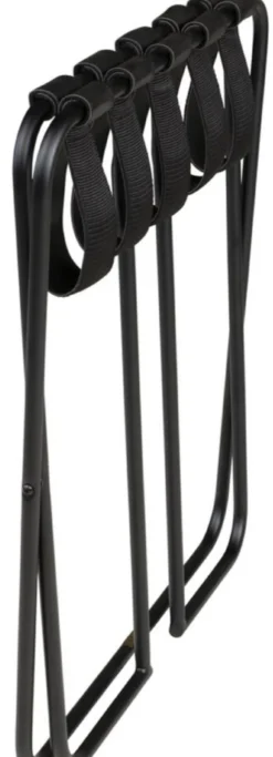 Casa Padrino Luxus Gepäckablage Schwarz 55 x 44 x H. 50 cm - Zusammenklappbarer Kofferständer mit pulverbeschichtetem Stahl und Kunstleder - Hotel Accessoires
