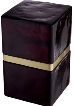 Casa Padrino Luxus Glas Beistelltisch Schwarz / Antik Messing 30 x 30 x H. 49,5 cm - Luxus Möbel