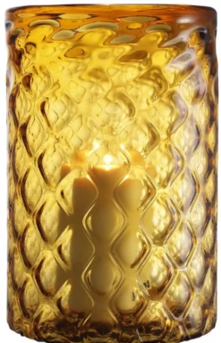 Casa Padrino Luxus Glas Kerzenleuchter Gelb Ø 27 x H. 44 cm - Hotel & Restaurant Deko Accessoires