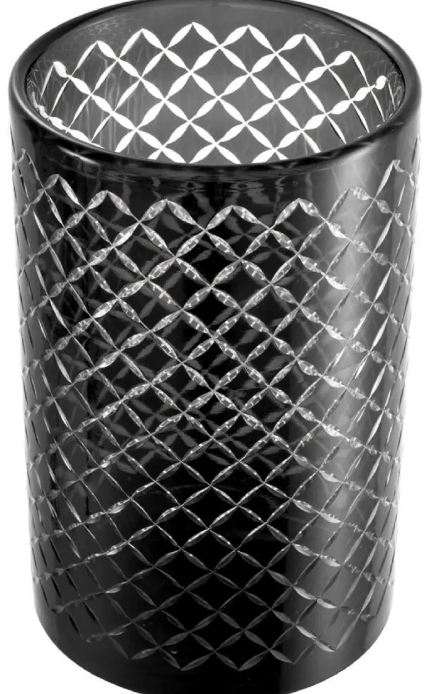 Casa Padrino Luxus Glas Kerzenleuchter Schwarz Ø 18 x H. 28 cm - Hotel Accessoires - Restaurant Accessoires - Gastronomie Accessoires - Luxus Qualität