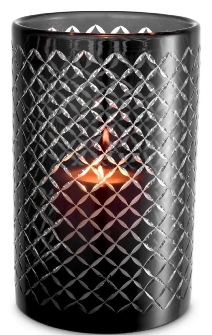 Casa Padrino Luxus Glas Kerzenleuchter Schwarz Ø 18 x H. 28 cm - Hotel Accessoires - Restaurant Accessoires - Gastronomie Accessoires - Luxus Qualität