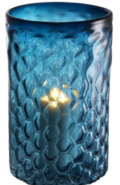 Casa Padrino Luxus Glas Kerzenleuchter Blau Ø 27 x H. 44 cm - Hotel & Restaurant Deko Accessoires