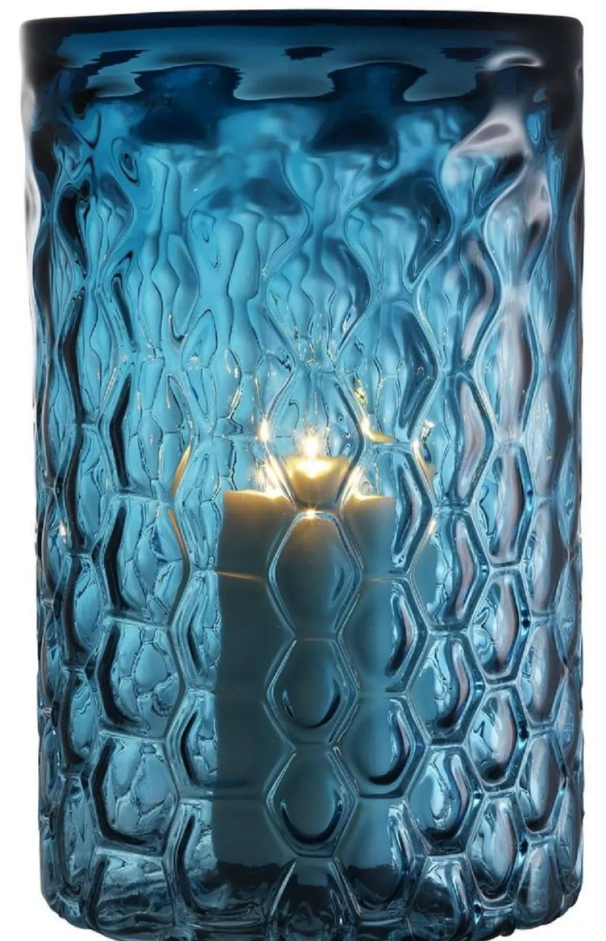 Casa Padrino Luxus Glas Kerzenleuchter Blau Ø 27 x H. 44 cm - Hotel & Restaurant Deko Accessoires