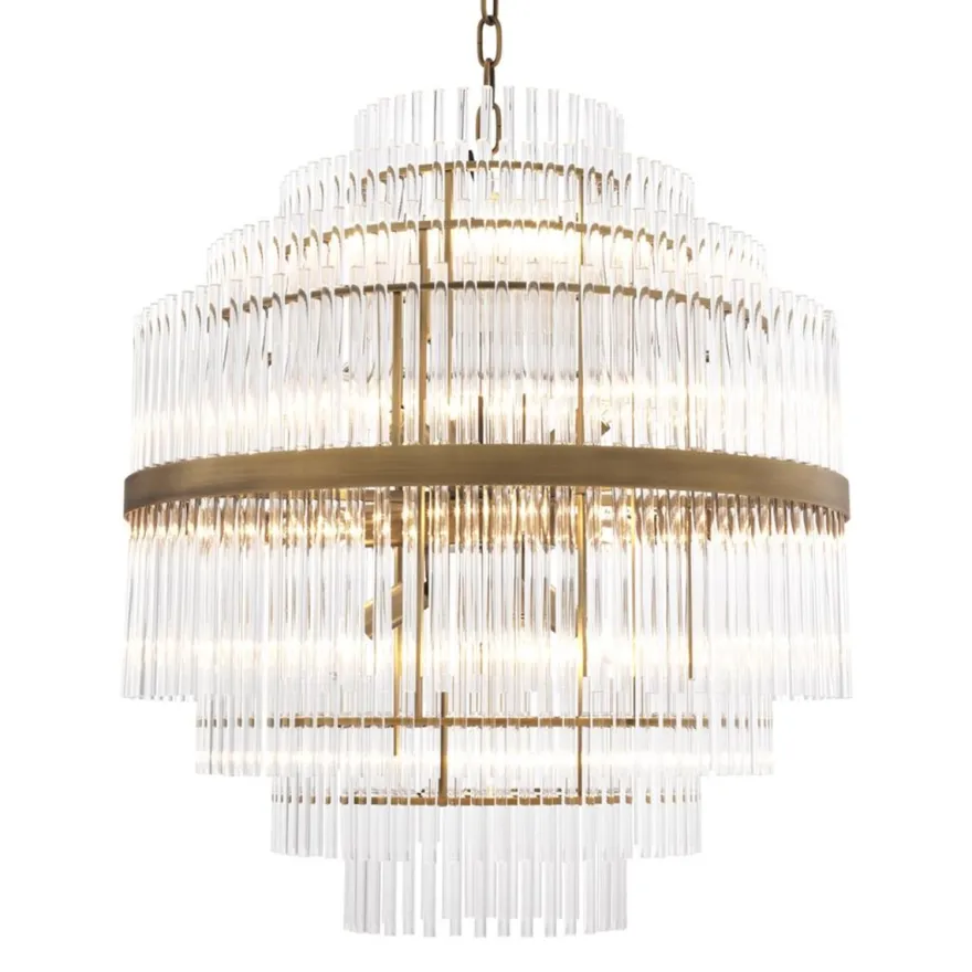 Casa Padrino Luxus Glas Kronleuchter Gold ø 60 x H. 62 cm - Hotel Möbel