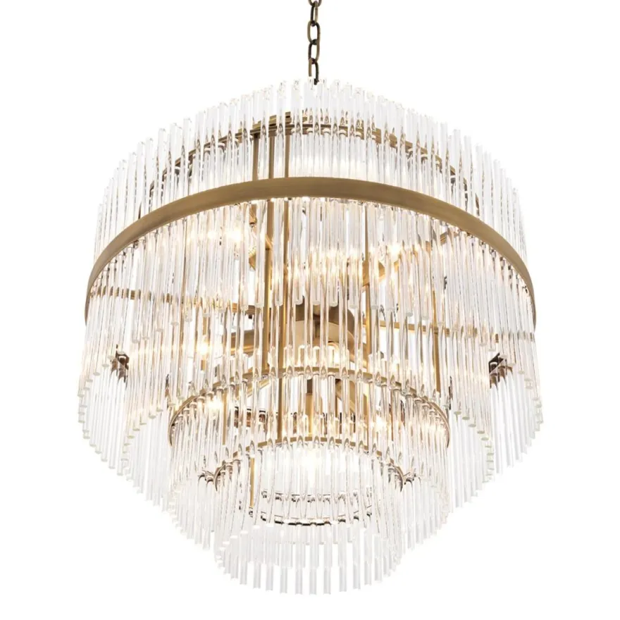 Casa Padrino Luxus Glas Kronleuchter Gold ø 60 x H. 62 cm - Hotel Möbel