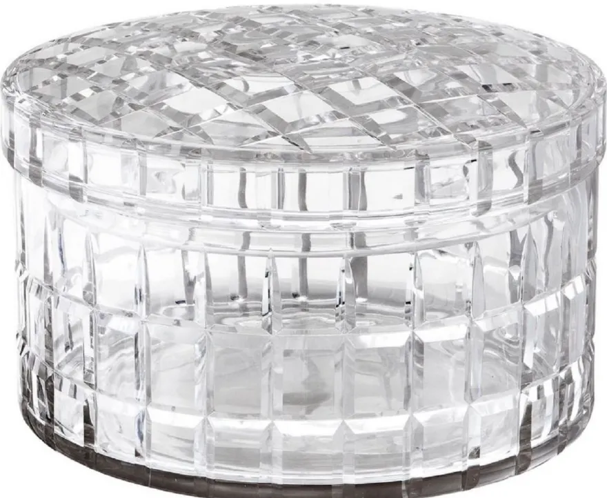 Casa Padrino Luxus Glasschale mit Deckel Ø 21 x H. 13 cm - Runde Deko Schale aus mundgeblasenem Glas