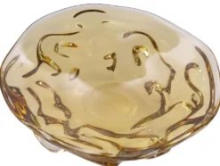 Casa Padrino Luxus Glasschale Gelb Ø 27,5 x H. 7 cm - Mundgeblasene Deko Glas Obstschale - Glas Deko Accessoirs - Luxus Kollektion
