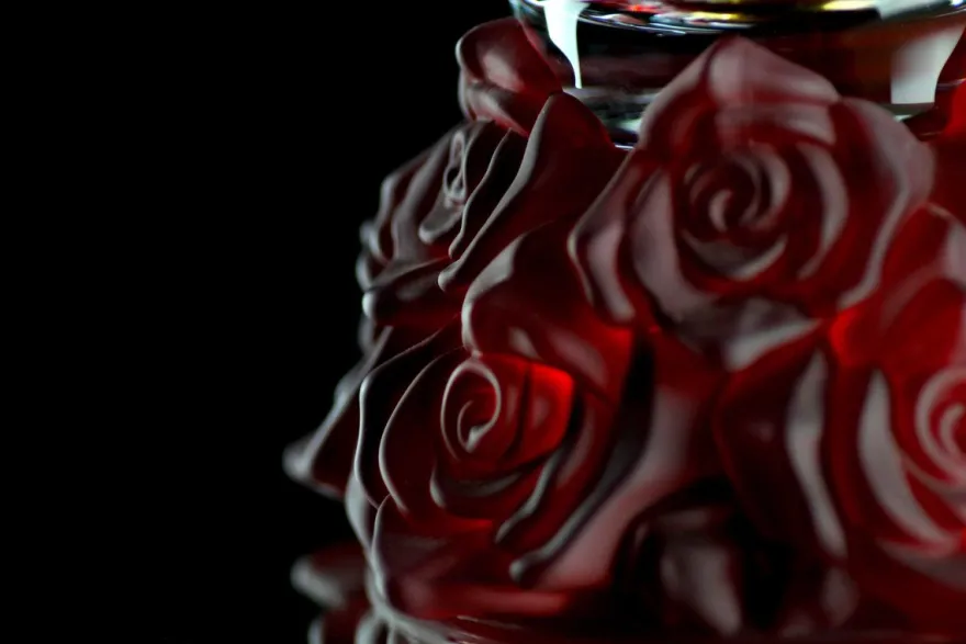 Casa Padrino Luxus Glasschale Kristallglas mit roten Rosen Ø 35.5 x H. 20 cm - Runde Obstschale - Deko Schale - Luxus Kollektion