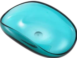 Casa Padrino Luxus Glasschale Türkis 42 x 28 x H. 12,5 cm - Mundgeblasene Deko Glas Obstschale - Glas Deko Accessoirs - Luxus Kollektion