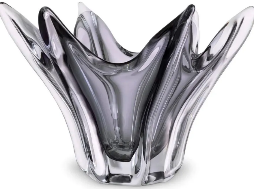 Casa Padrino Luxus Glas Schüssel Grau Ø 36,5 x H. 22,5 cm - Deko Schale aus mundgeblasenem Glas - Deko Accessoires - Luxus Qualität